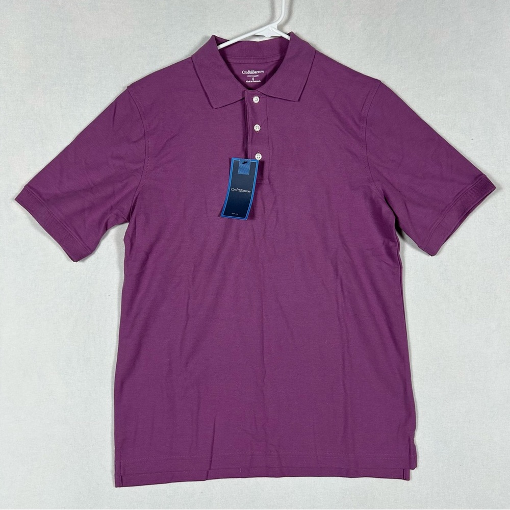 Croft & Barrow NWT Purple Solid Polo Mens Small Short Sleeve Collared Button